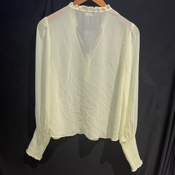New Guess for Marciano Carolina V Neck Ruffle Top Yellow Button Blouse S - Picture 9 of 11